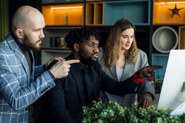 A group of diverse AI developers working collaboratively in a modern office. The individuals include people of different ethnicities, genders, and ages, reflecting an inclusive work environment. The image conveys a sense of teamwork and innovation.