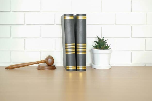 A gavel resting on top of a stack of law books, with a blurred background showing computer screens displaying AI-generated art and music. This symbolizes the legal considerations surrounding AI and copyright.