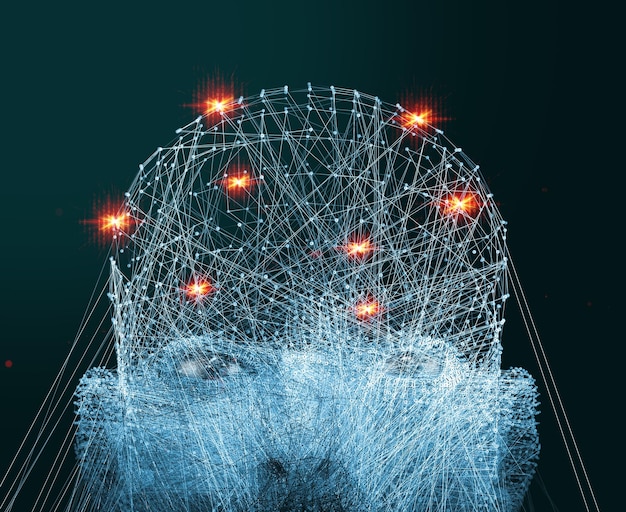 A conceptual image showing interconnected nodes and data points, representing the complexity of AI algorithms and the need for transparency and explainability in their decision-making processes for the sake of consumers.