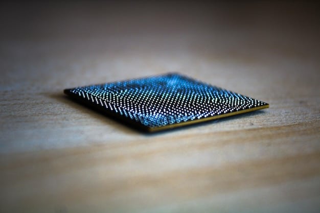 A close-up shot of a silicon wafer with intricate microchip designs, overlaid with a network of glowing AI neural connections, symbolizing the intersection of semiconductor technology and artificial intelligence.
