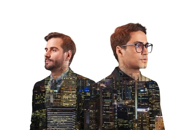 A split image showing a businessperson looking concerned on one side and confident on the other, with a line of code in the middle symbolizing AI regulations.