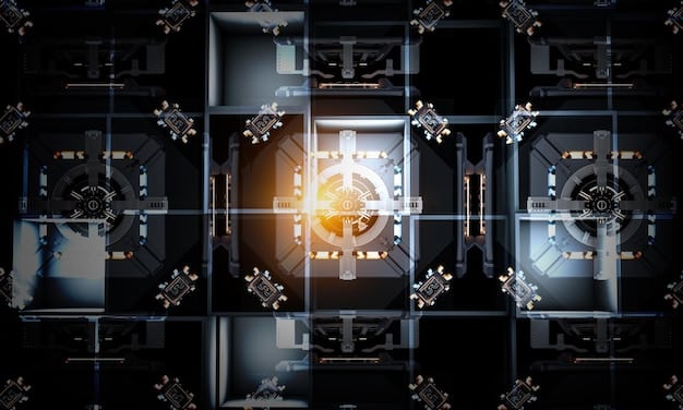 A stylized image of a digital vault with layers of encryption, representing the secure storage and protection of AI algorithms and data as trade secrets.